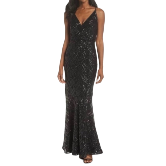 Eliza J Dresses & Skirts - Eliza J Black sequins Gown Size 0 NWOT